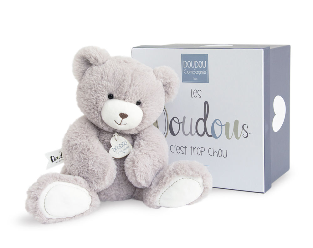  unicef peluche medium ours taupe blanc 